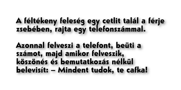 VICC: A féltékeny feleség talál egy cetlit a férje zsebében