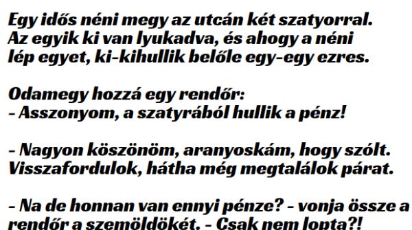 VICC: Egy idős néni megy az utcán két szatyorral