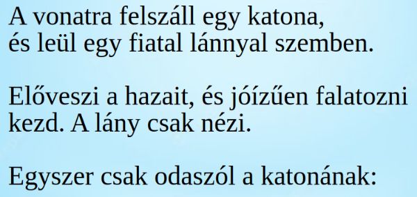 VICC: A vonatra felszáll egy katona, és leül egy fiatal lánnyal szemben