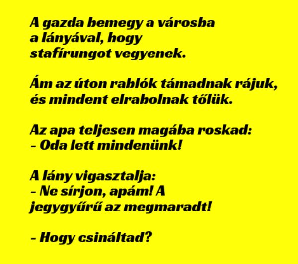 VICC: A gazda bemegy a városba a lányával, hogy stafírungot vegyenek a lánynak