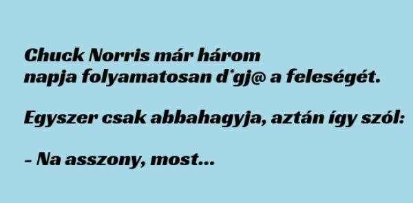 VICC: Chuck Norris én már három napja folyamatosan ***** a feleségét