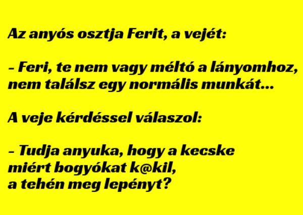 VICC: Az anyós kegyetlenül osztja Ferit, a vejét