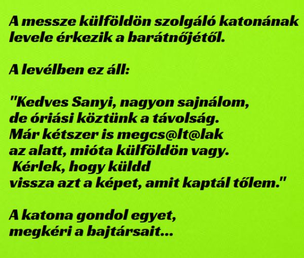 VICC: A messze külföldön szolgáló katonának aggasztó levele érkezik a barátnőjétől