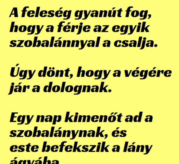 VICC: A feleség gyanút fog, hogy  a férje a szobalánnyal