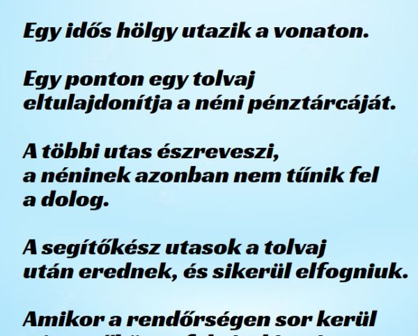 VICC: Egy idős hölgynek ellopják a pénztárcáját a vonaton