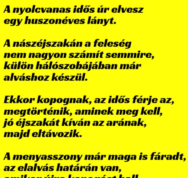 VICC: A nyolcvanas idős úr elvesz egy huszonéves lányt