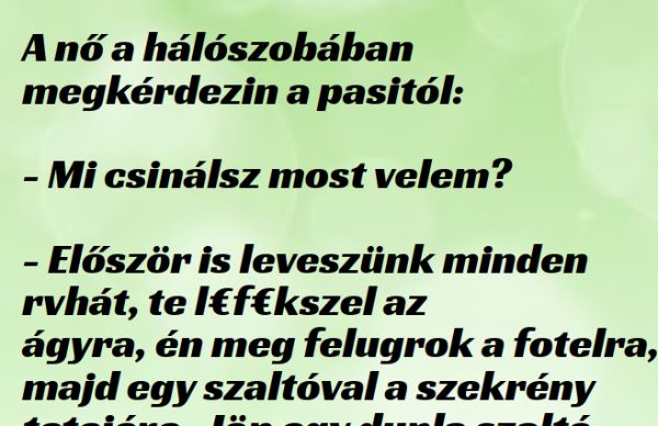 VICC: A nő a hálószobában megkérdezi a pasitól