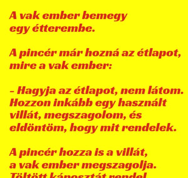 VICC: A vak ember bemegy egy étterembe