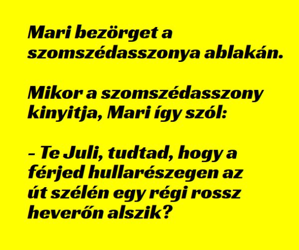 VICC: Mari bezörget a szomszédasszonya ablakán