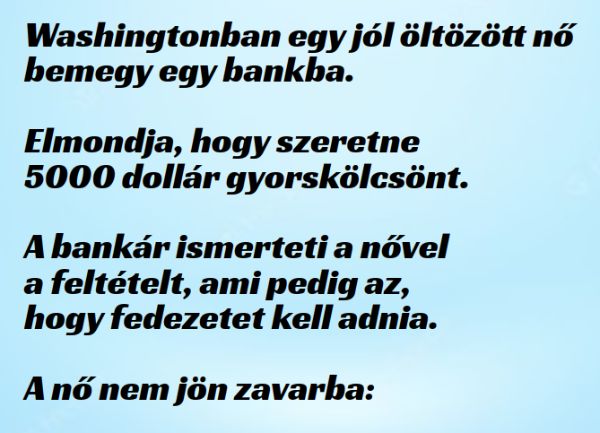 VICC: Egy elegáns hölgy bemegy egy washingtoni bankba