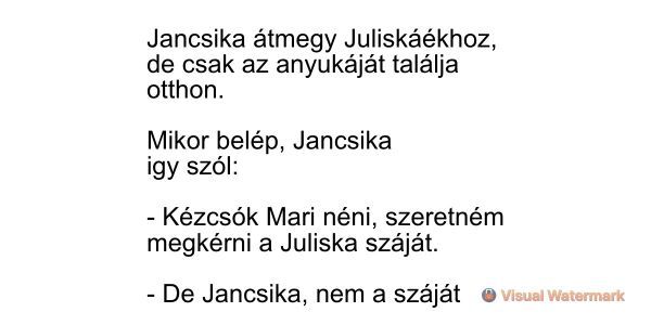 VICC: Jancsika átmegy Juliskáékhoz,  de csak az anyukáját találja otthon