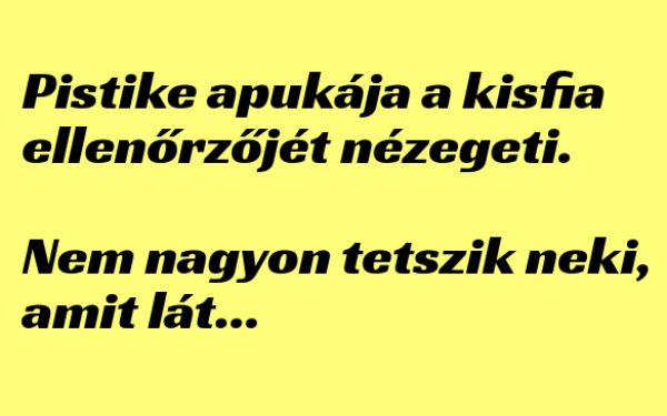 VICC: Pistike apja a kisfia ellenőrzőjét nézegeti