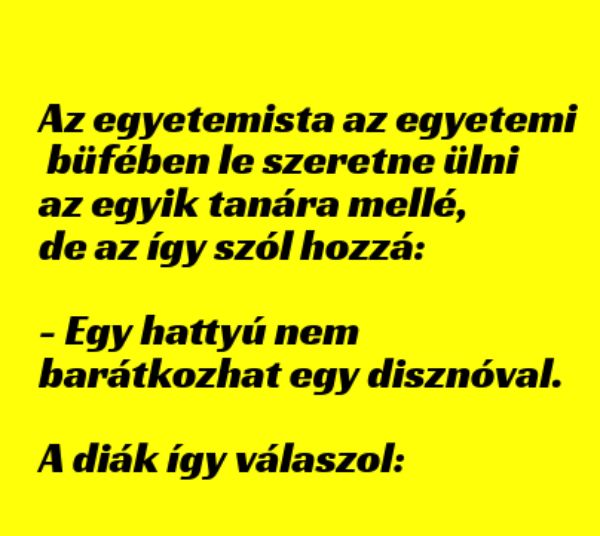 VICC: Az egyetemista az egyetemi büfében le szeretne ülni az egyik tanára mellé, de az így szól hozzá