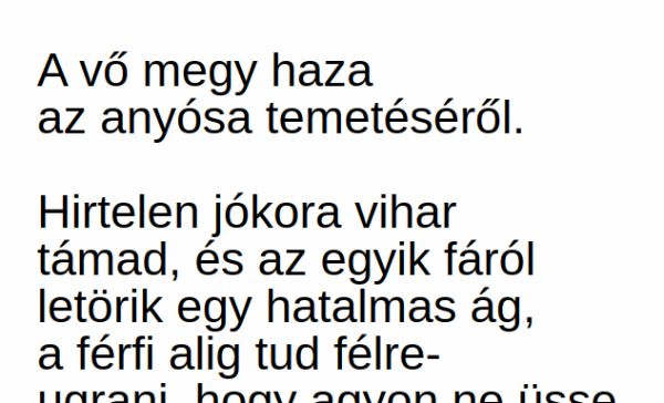 VICC: A vő megy haza az anyósa temetéséről