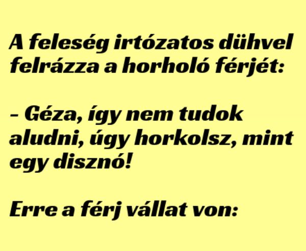 VICC: A feleség irtózatos dühvel felrázza a horkoló férjét: