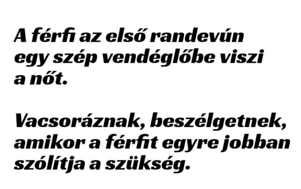VICC: A férfi az első randevún egy szép vendéglőbe viszi a nőt.
