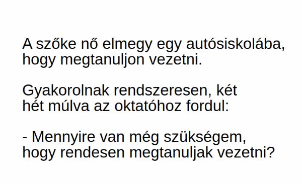 VICC: A szőke nő elmegy egy autósiskolába, hogy megtanuljon vezetni