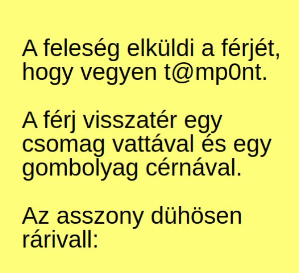 VICC: A feleség elküldi a férjét, hogy vegyen t@mp0nt