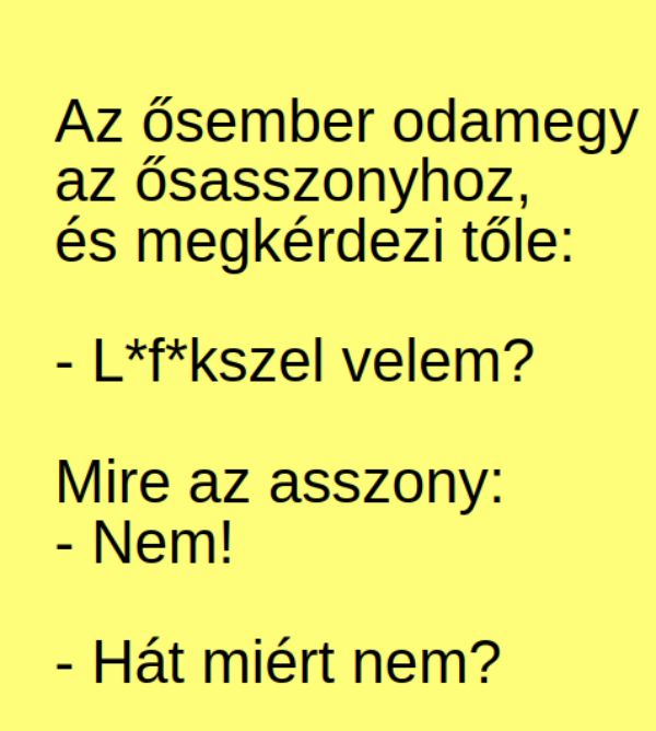 VICC: Az ősember odamegy az ősasszonyhoz, és megkérdezi tőle: