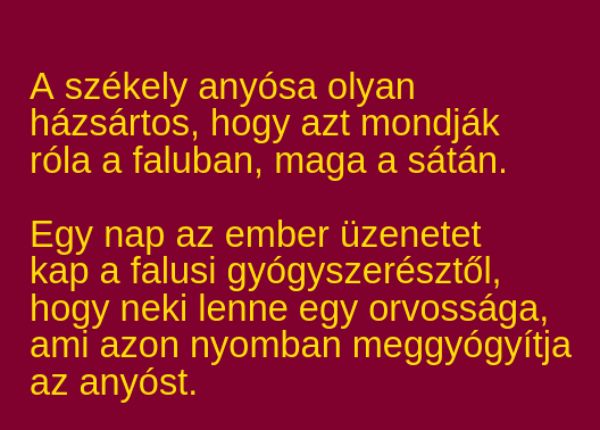 VICC:  A székely anyósa olyan házsártos, hogy azt mondják róla a faluban, maga a sátán