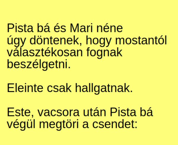 VICC: Pista bá és Mari néne úgy döntenek, hogy mostantól választékosan fognak beszélgetni