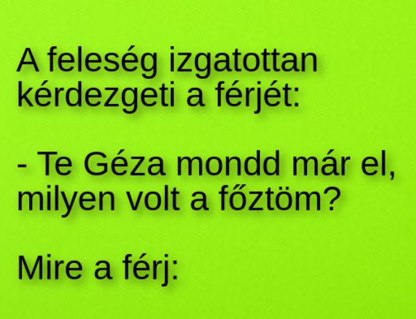 VICC: A feleség izgatottan kérdezgeti a férjét: