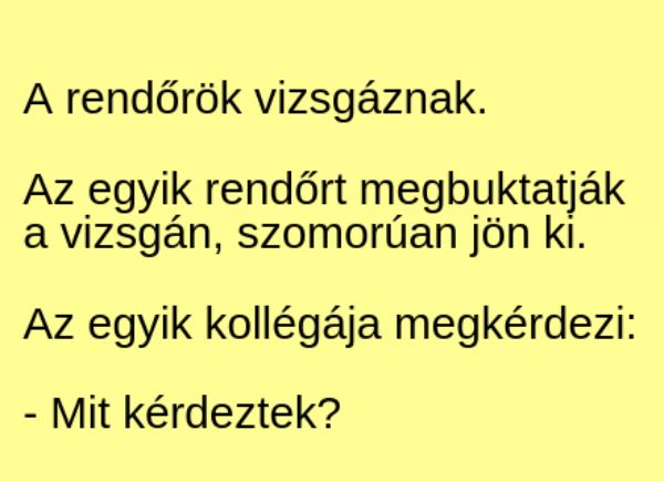 VICC: A rendőrök vizsgáznak. Az egyik rendőrt megbuktatják a vizsgán, szomorúan jön ki.