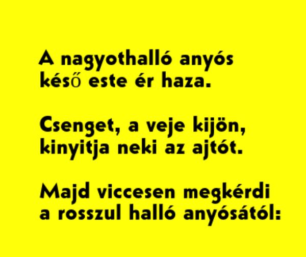 VICC: A nagyothalló anyós késő este ér haza