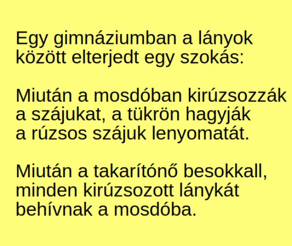 VICC: Egy gimnáziumban a lányok között elterjedt egy szokás: