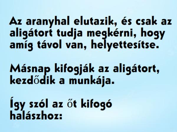 VICC: Az aranyhal elutazik, és csak az aligátort tudja megkérni, hogy helyettesítse, amíg ő távol van