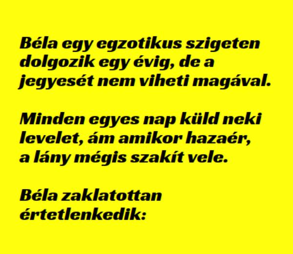 VICC: Béla egy egzotikus szigeten dolgozik egy évig, de a jegyesét nem viheti magával