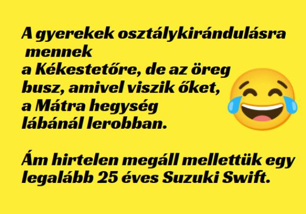 VICC: Lerobban az iskolabusz, és megáll mellette egy öreg Suzuki Swift
