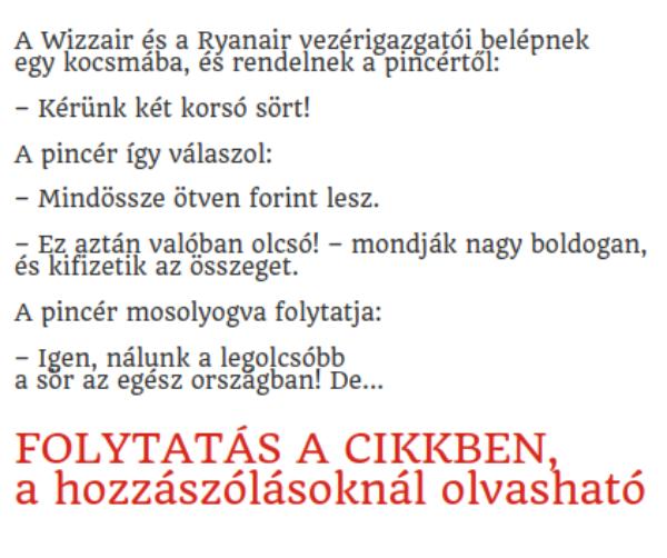 VICC: A Ryanair és a Wizzair vezérigazgatója belép egy bárba