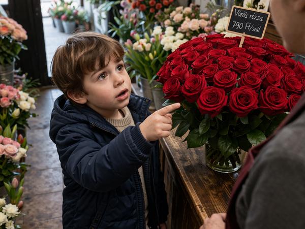A virágbolt csendjét egy csengő gyerekhang törte meg: 💖 Ha 11 rózsát vennék, uram, az sokba kerülne?
